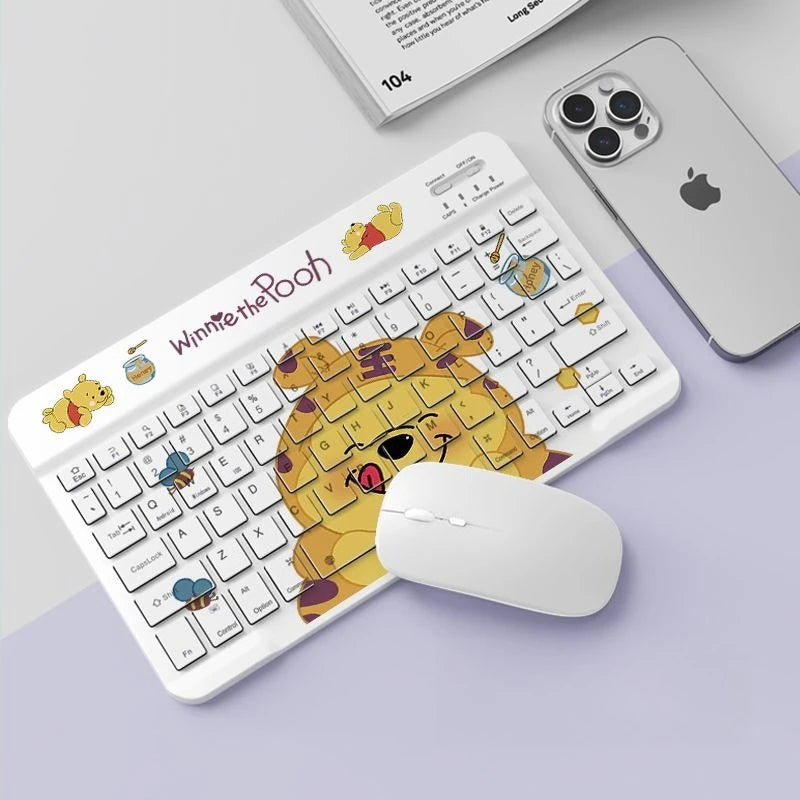 Stitch POOH Wireless Keyboard for IPad Tablet Cute Cartoon Donald Duck Rechargeable Keyboards Mini Portable Keyboard