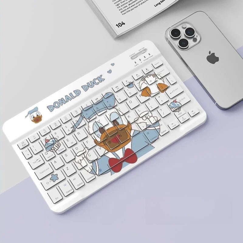 Stitch POOH Wireless Keyboard for IPad Tablet Cute Cartoon Donald Duck Rechargeable Keyboards Mini Portable Keyboard