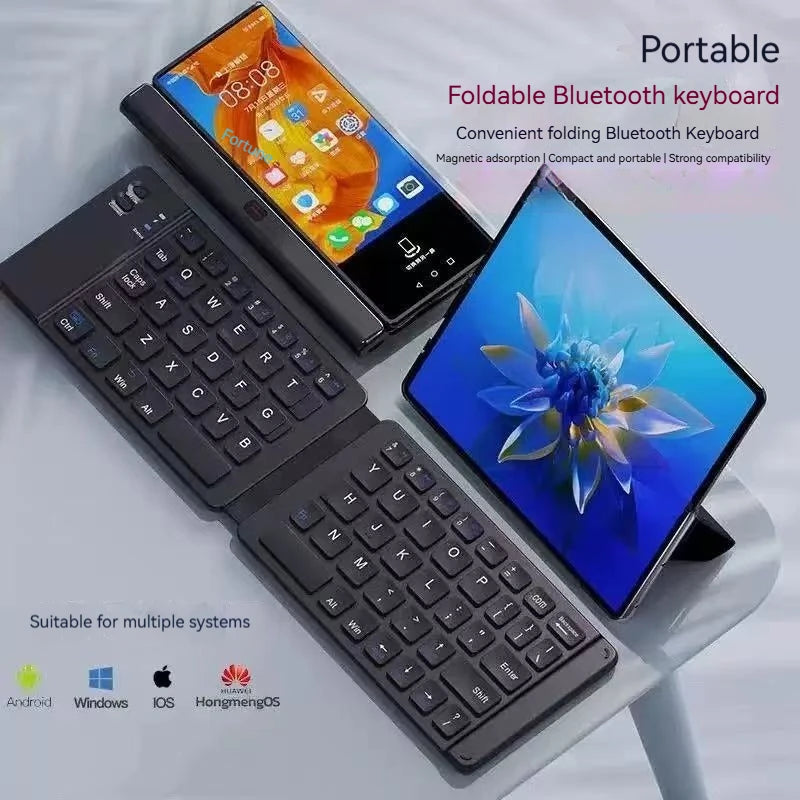 Dual Folding Bluetooth Keyboard for Mobile PhonesipadTablet PC Mini Portable Ultra-Thin Office Silent