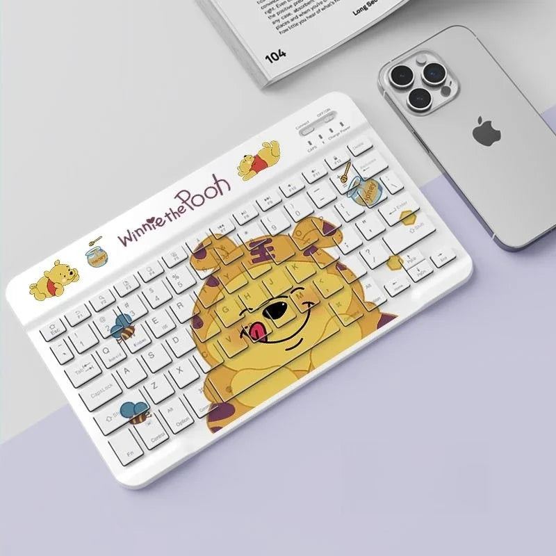 Stitch POOH Wireless Keyboard for IPad Tablet Cute Cartoon Donald Duck Rechargeable Keyboards Mini Portable Keyboard