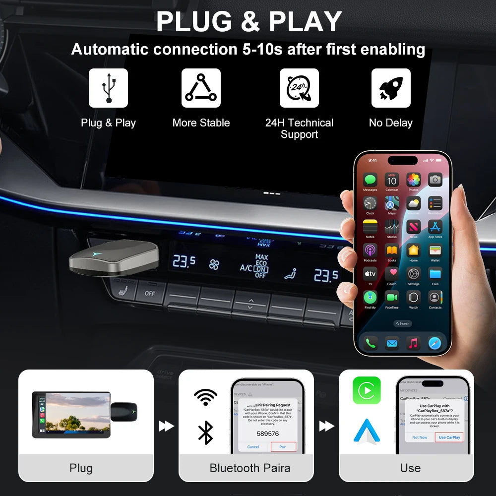 NEW Wireless CarPlay Android Auto Connect Universal Adapter