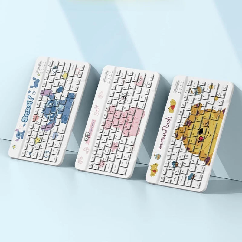 Stitch POOH Wireless Keyboard for IPad Tablet Cute Cartoon Donald Duck Rechargeable Keyboards Mini Portable Keyboard