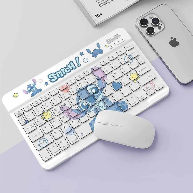 Stitch POOH Wireless Keyboard for IPad Tablet Cute Cartoon Donald Duck Rechargeable Keyboards Mini Portable Keyboard