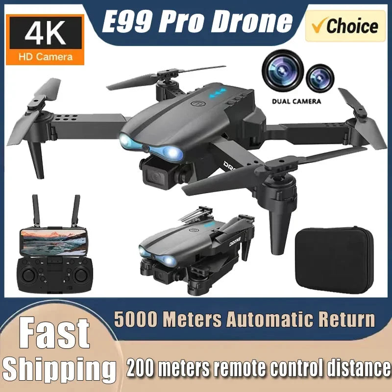 E99Pro RC Drone 4K Professinal Wide Angle Dual HD Camera Foldable RC Helicopter 5G WIFI FPV