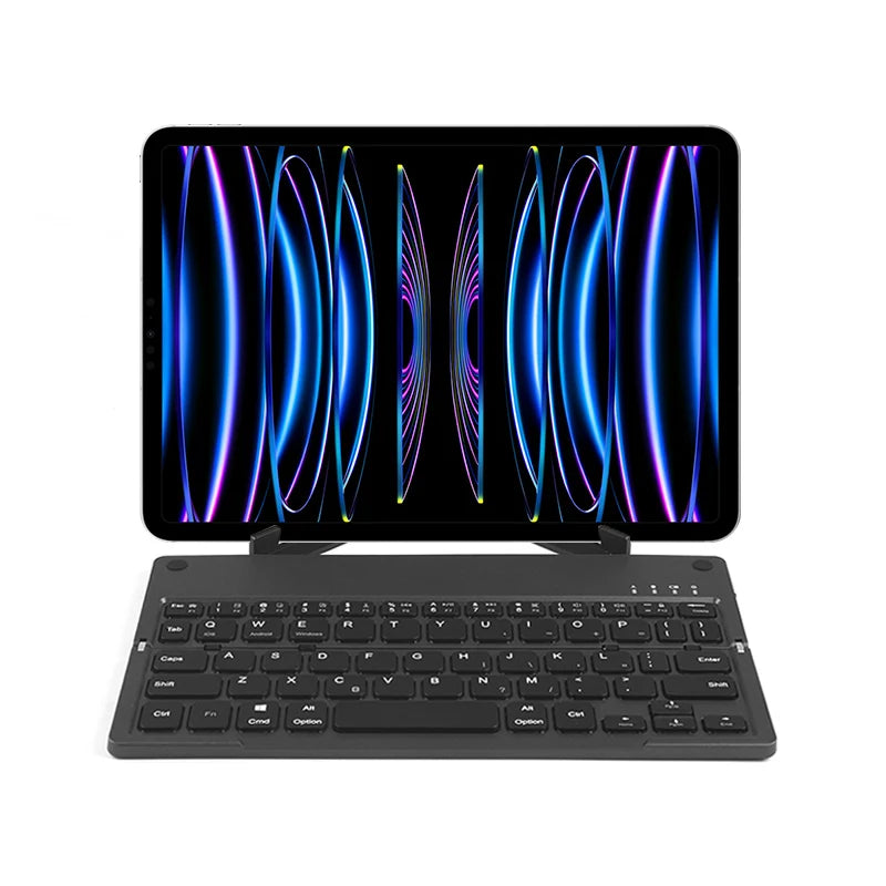 HUWEI Mini Folding Wireless Keyboard Spanish Arabic Hebrew Portugues German with Stand for Windows, Android, IOS Tablet Phone
