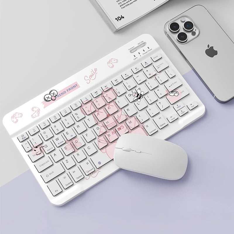 Stitch POOH Wireless Keyboard for IPad Tablet Cute Cartoon Donald Duck Rechargeable Keyboards Mini Portable Keyboard