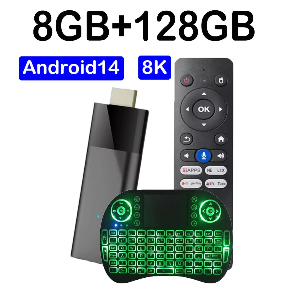 ATV Mini Q12 TV Stick Android 14 Smart TV Box Allwinner H313 8K Video AV1 Ram 4GB 8GB Rom 64GB 128GB Media Player Google Voice