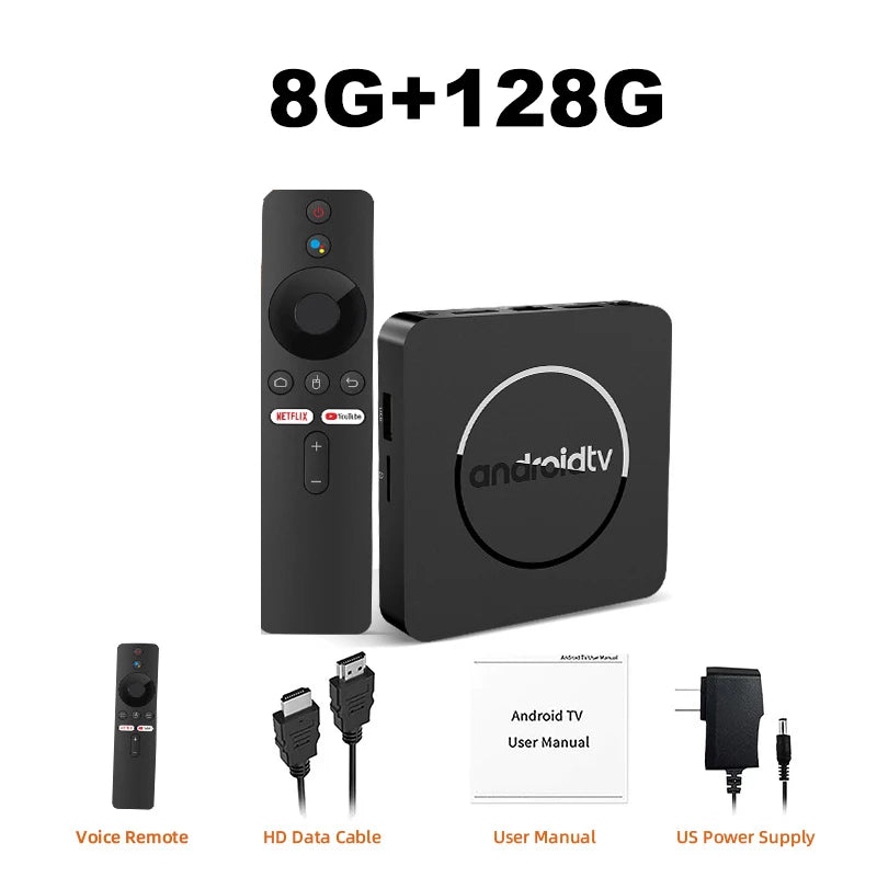 Q10 Android 14 8K HDR10+ Smart TV Box Allwinner H313 128G Dual Wifi BT5.0 Media Player with Google Voice Assistant