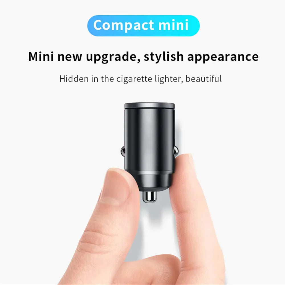 100W/200W QC3.0 PD Mini Car Charger 12-24V Lighter Fast Charging Car USB Type C Charger for Samsung iPhone Power