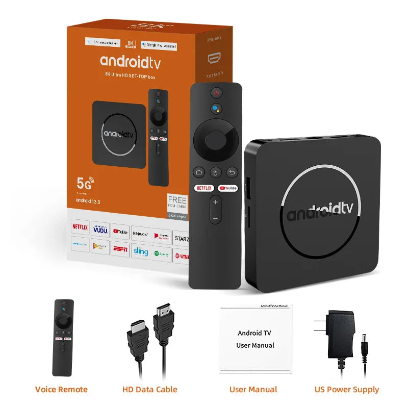 Q10 Android 14 8K HDR10+ Smart TV Box Allwinner H313 128G Dual Wifi BT5.0 Media Player with Google Voice Assistant