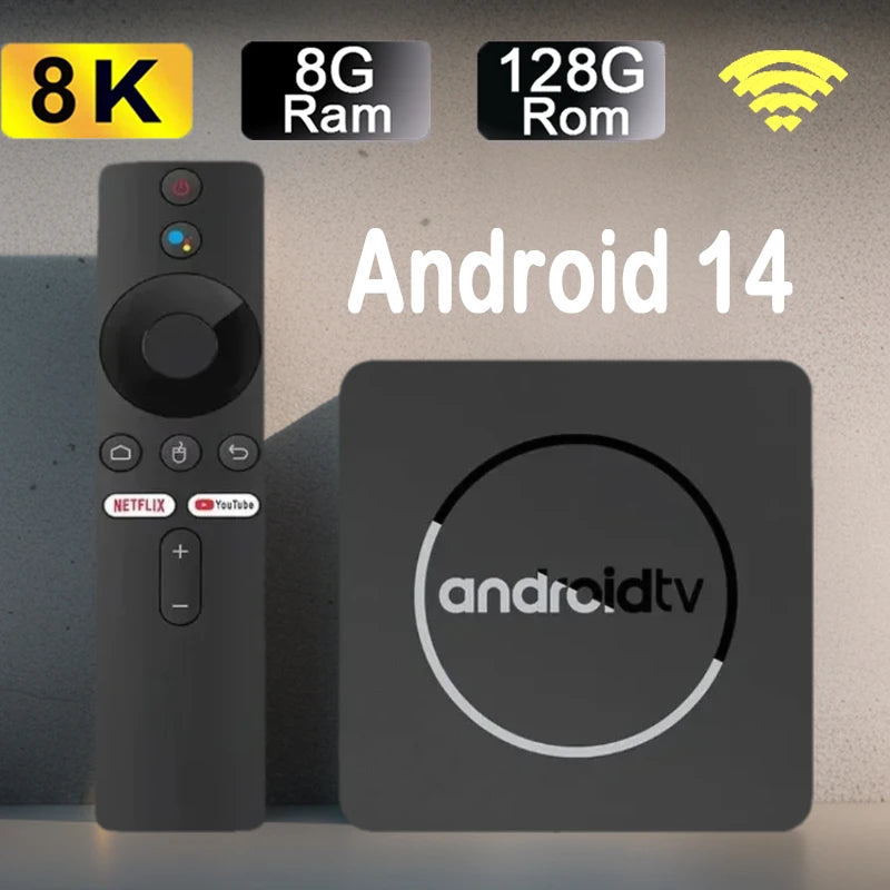 Q10 Android 14 8K HDR10+ Smart TV Box Allwinner H313 128G Dual Wifi BT5.0 Media Player with Google Voice Assistant
