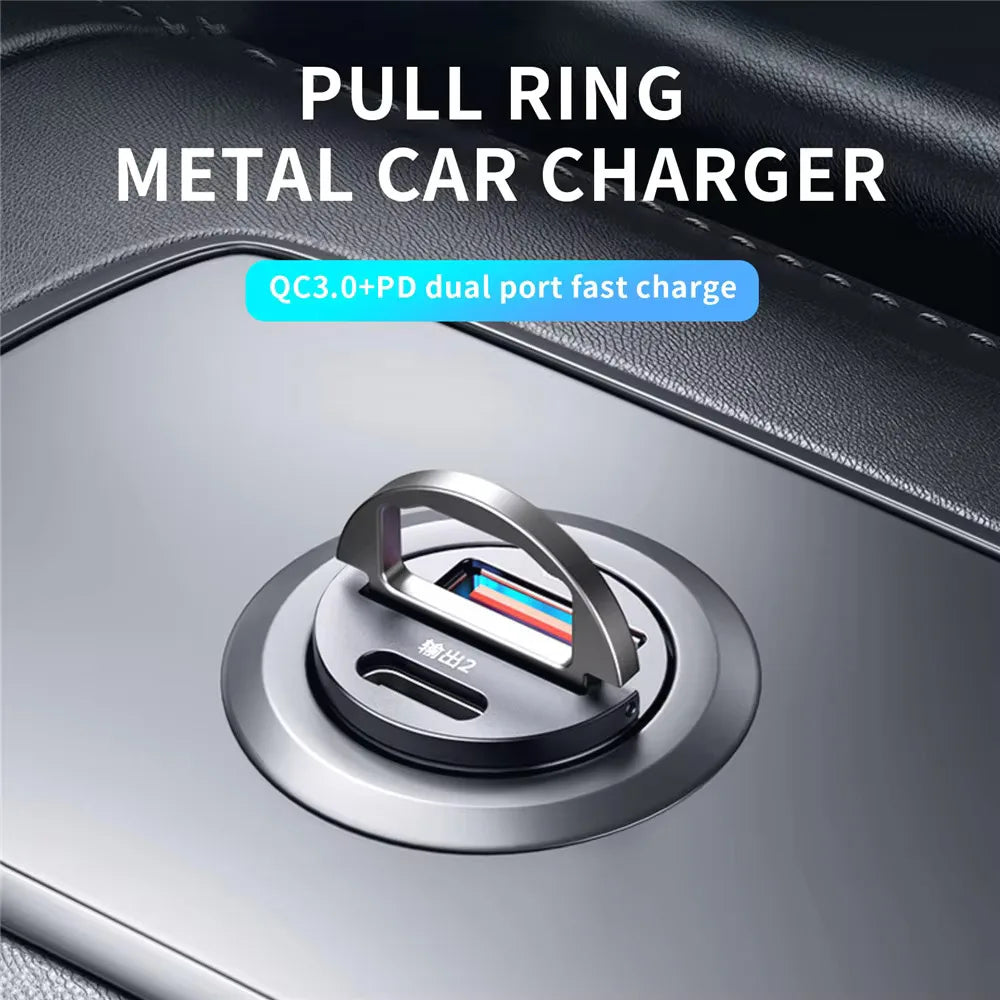 100W/200W QC3.0 PD Mini Car Charger 12-24V Lighter Fast Charging Car USB Type C Charger for Samsung iPhone Power