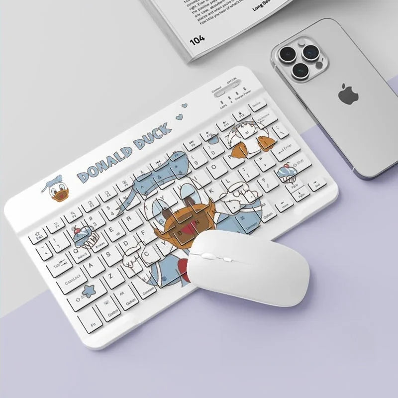 Stitch POOH Wireless Keyboard for IPad Tablet Cute Cartoon Donald Duck Rechargeable Keyboards Mini Portable Keyboard