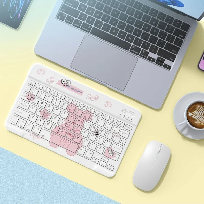 Stitch POOH Wireless Keyboard for IPad Tablet Cute Cartoon Donald Duck Rechargeable Keyboards Mini Portable Keyboard