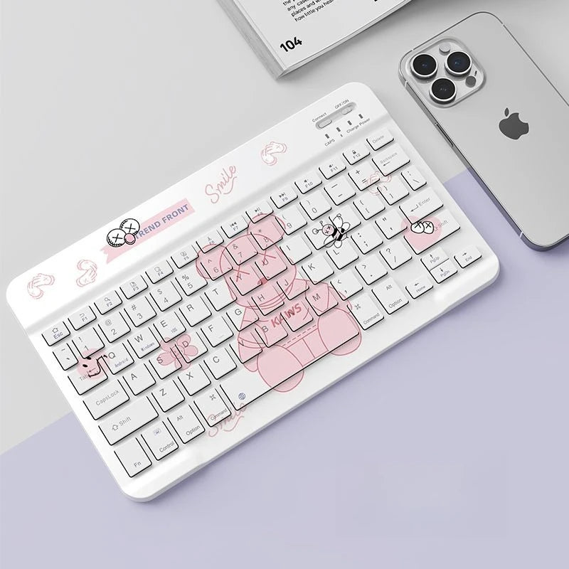 Stitch POOH Wireless Keyboard for IPad Tablet Cute Cartoon Donald Duck Rechargeable Keyboards Mini Portable Keyboard