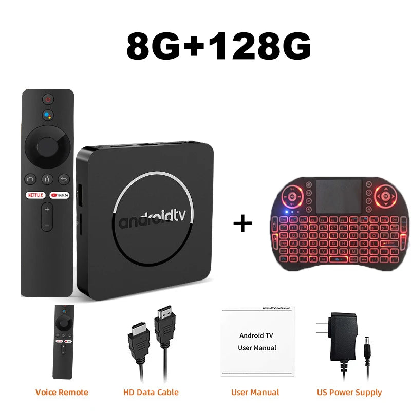 Q10 Android 14 8K HDR10+ Smart TV Box Allwinner H313 128G Dual Wifi BT5.0 Media Player with Google Voice Assistant