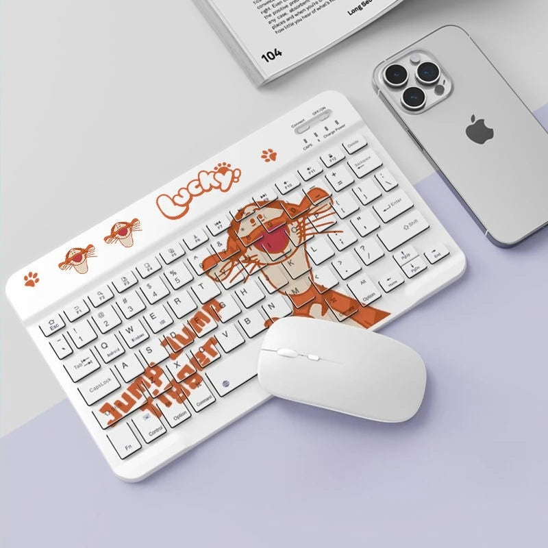 Stitch POOH Wireless Keyboard for IPad Tablet Cute Cartoon Donald Duck Rechargeable Keyboards Mini Portable Keyboard