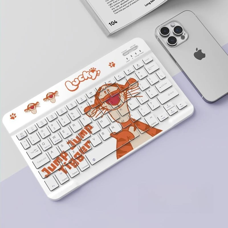 Stitch POOH Wireless Keyboard for IPad Tablet Cute Cartoon Donald Duck Rechargeable Keyboards Mini Portable Keyboard